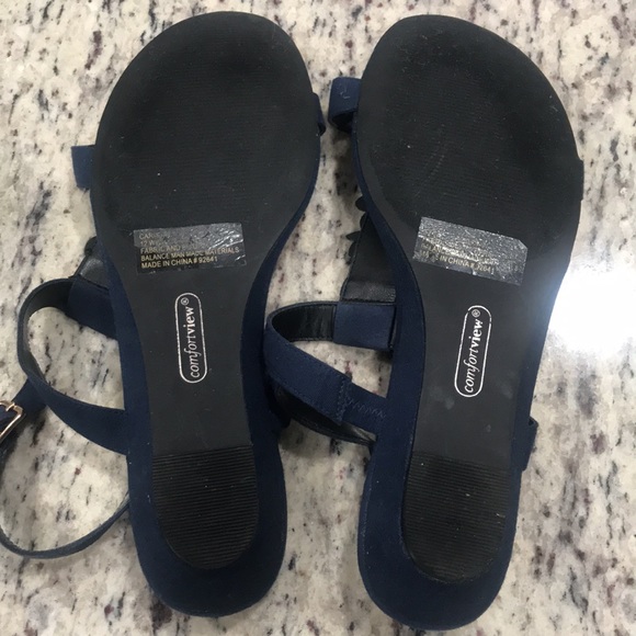 Comfort view Navy Blue low wedge sandals 12Ww - Picture 4 of 4